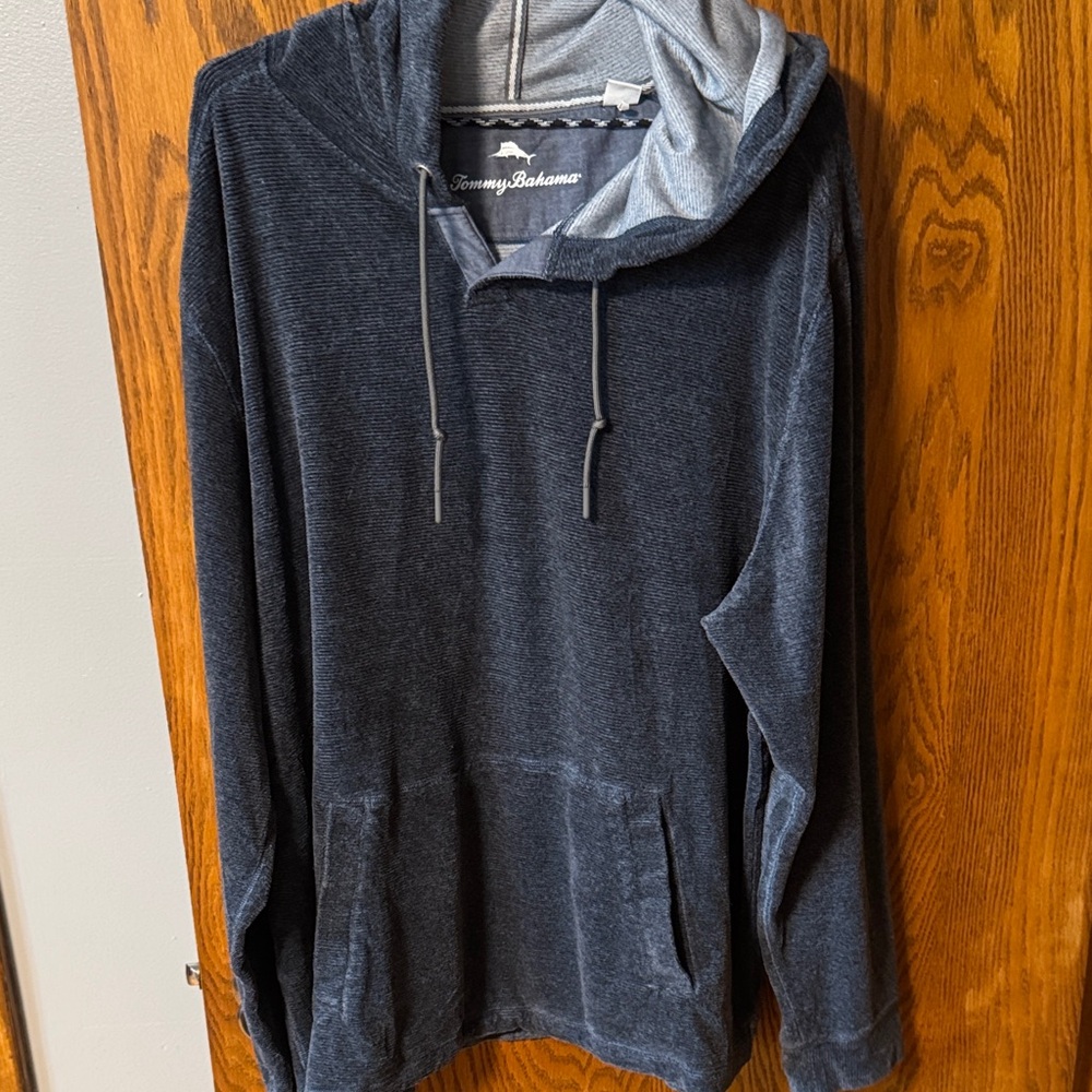 Tommy Bahama navy Hooded Pullover with Kangaroo Pocket